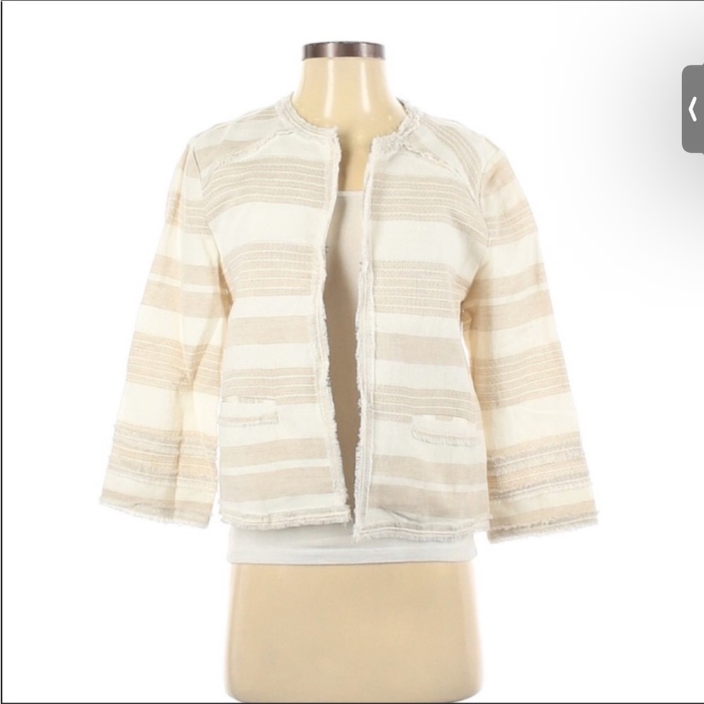 NWOT Greylin for Anthropologie Oatmeal and Beige Fringed Jacket SZ Small